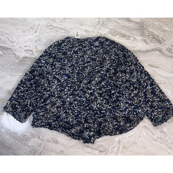 Alfred Dunner XL Fuzzy Jacket Blue Black Grey White Cardigan - Picture 6 of 6